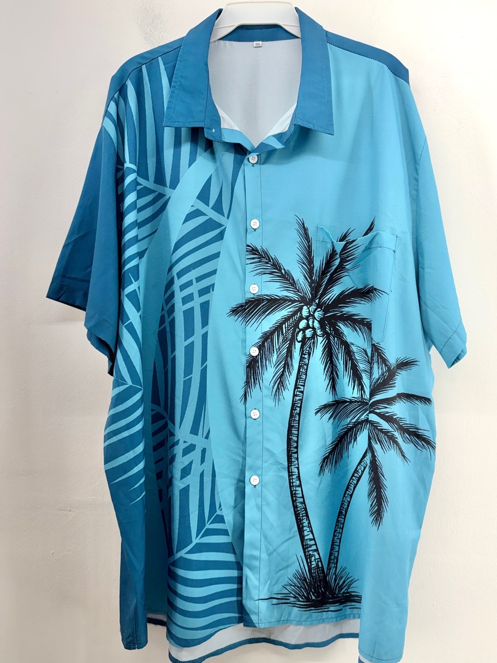 Unbranded Men's Blue Tropical Collar Short-Sleeve Hawaiian Shirt Size 3X